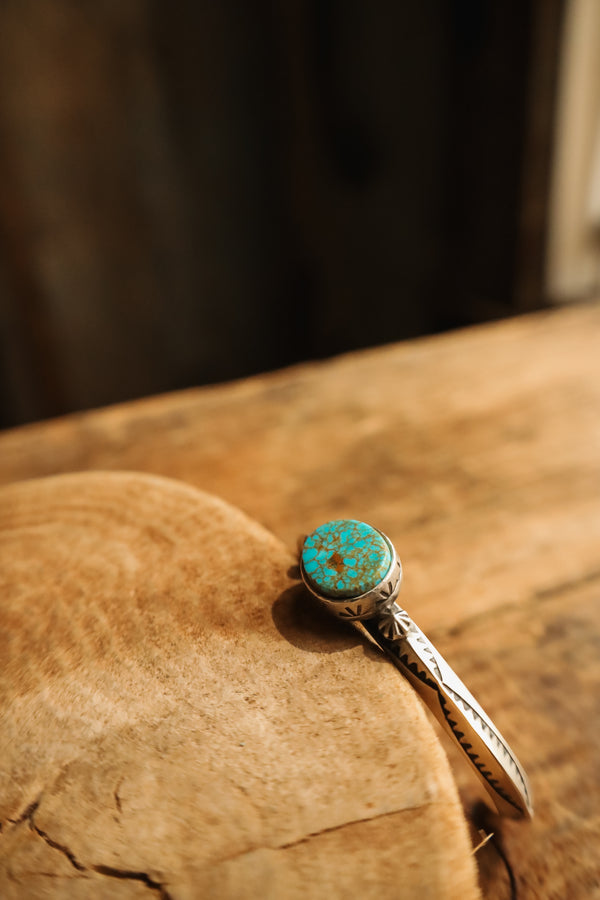 TURQUOISE OVOID STAMPED BAND CUFF