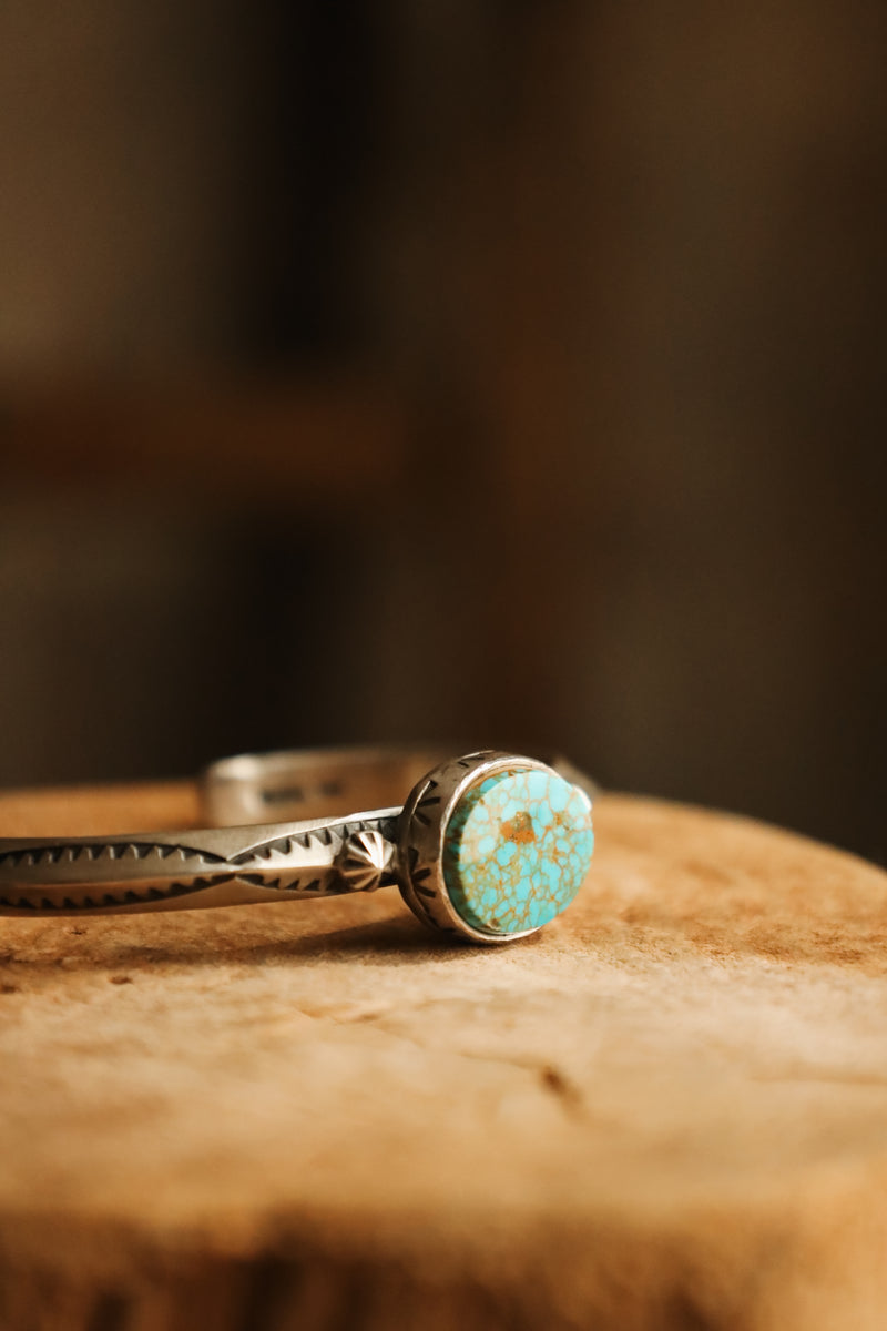 TURQUOISE OVOID STAMPED BAND CUFF