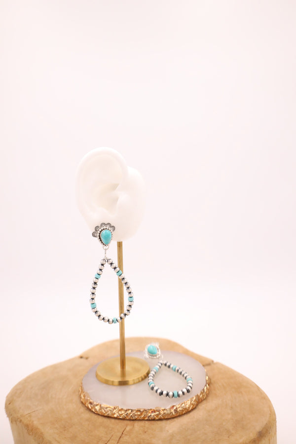 TURQUOISE WITH NAVAJO PEARL & TURQUOISE LOOP EARRING 