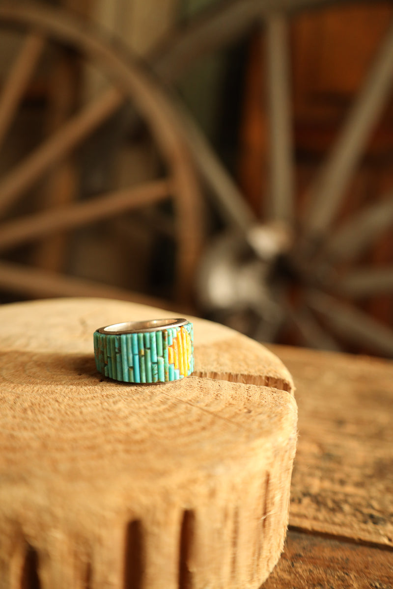 Spiny Oyster & Turquoise Thin Rods Ring