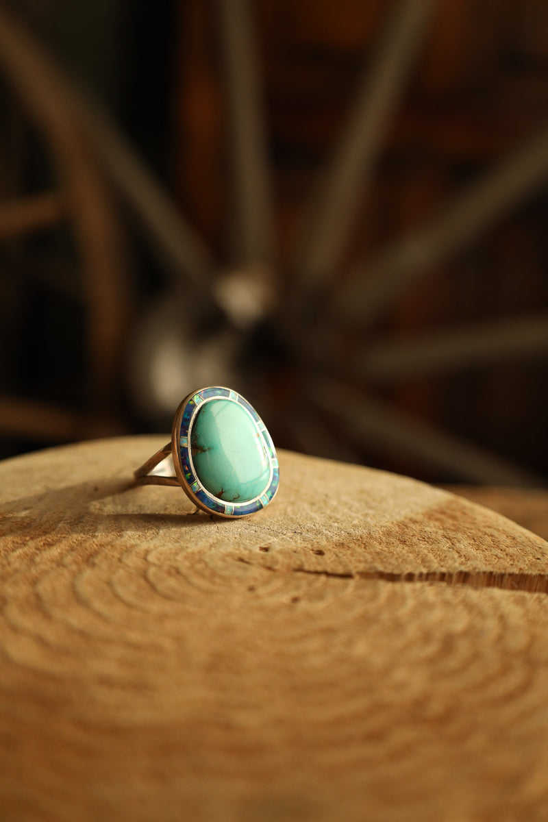 Turquoise Opal Boarder Ring- Size 12.75 