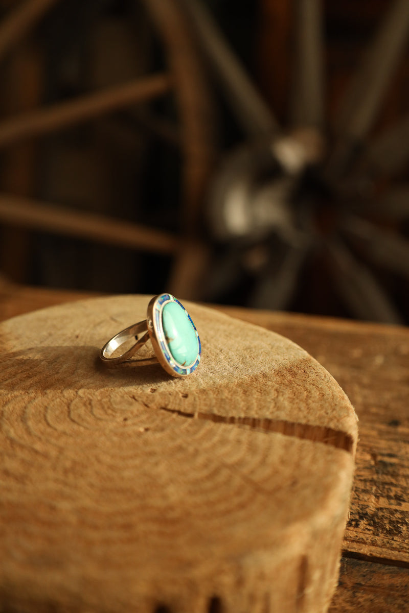 Turquoise Opal Boarder Ring- Size 12.75 