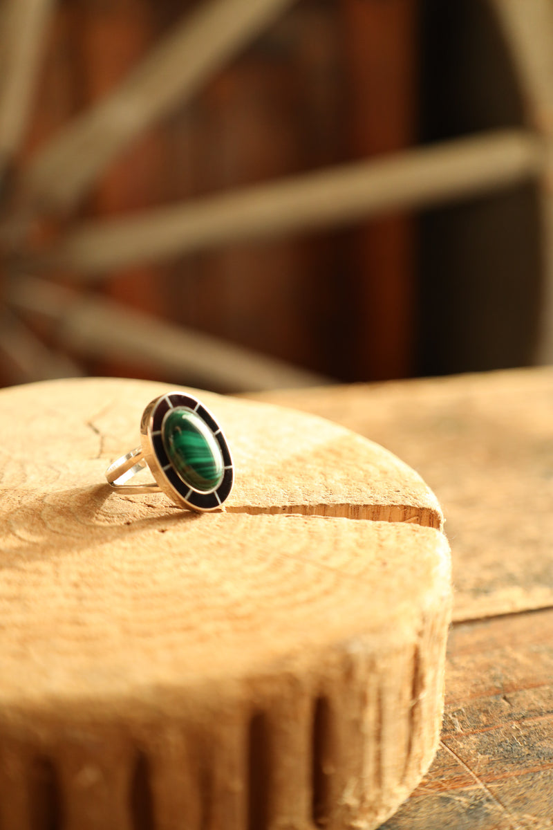 Oval Malachite Ring- Size 8.5