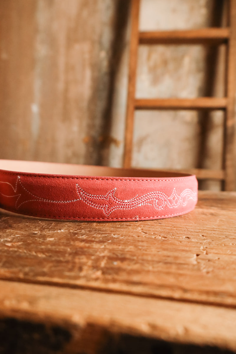 R. WATSON SUEDE PINK BELT.