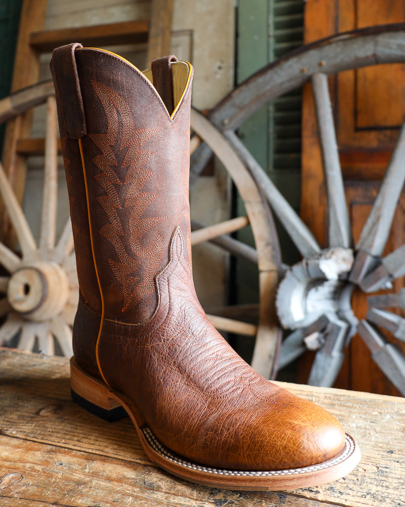 Horse Power Men's Horse Power Smooth Ostrich Saddle Brown Boot