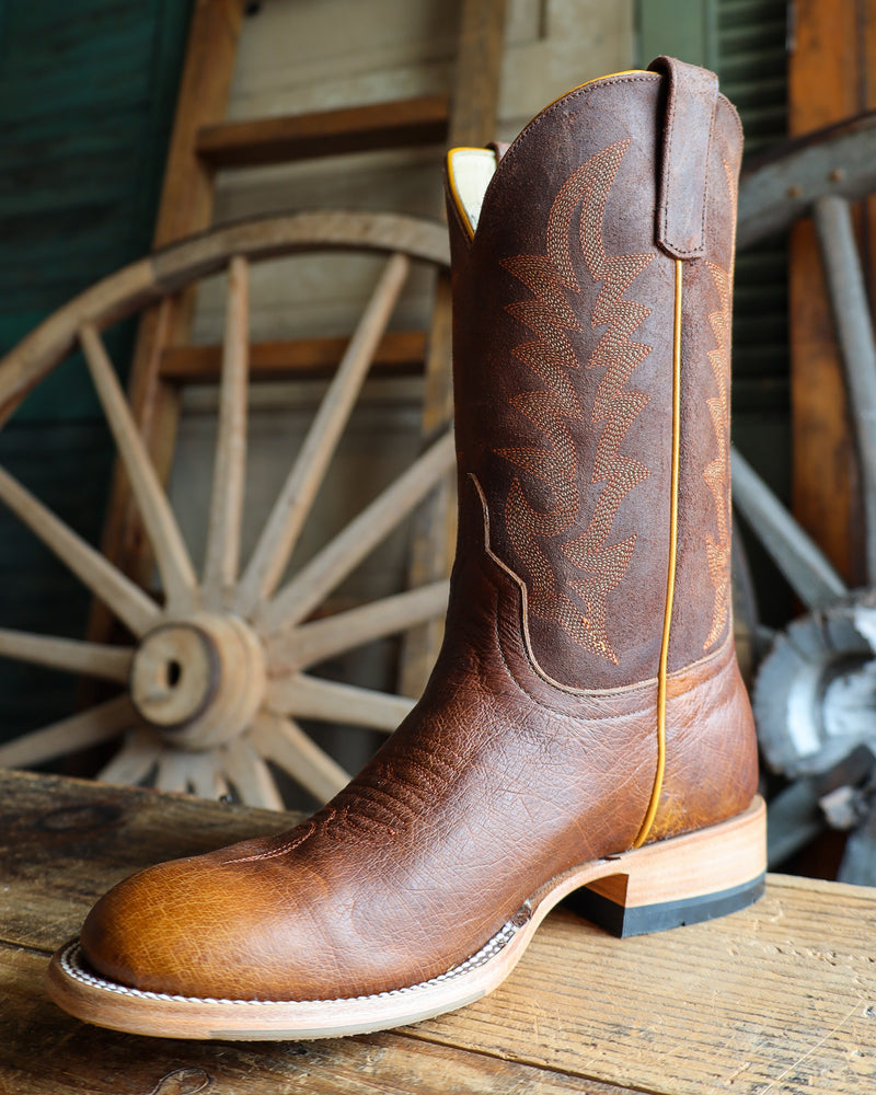 Horse Power Men's Horse Power Smooth Ostrich Saddle Brown Boot