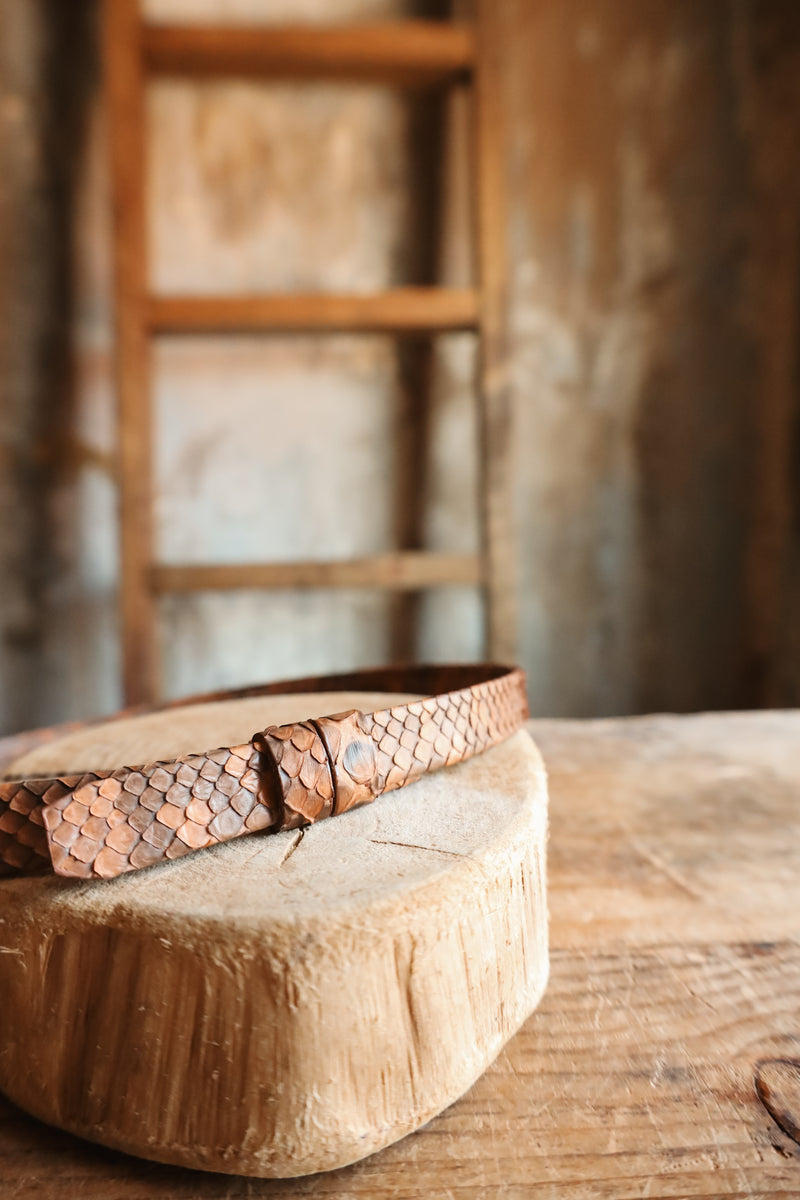 CROSSBOW LEATHER BRICK PYTHON LEATHER HAT BAND 