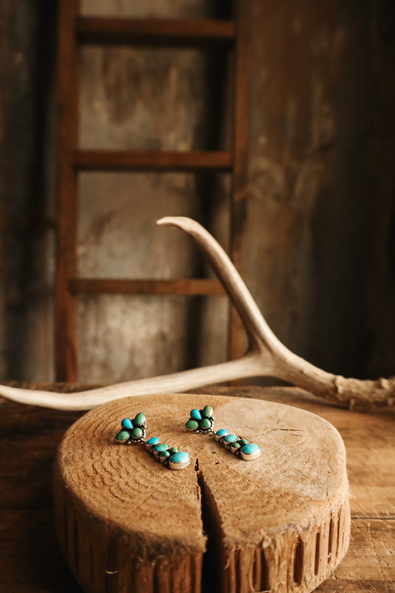 BLUE & GREEN TURQUOISE DROP POST EARRING