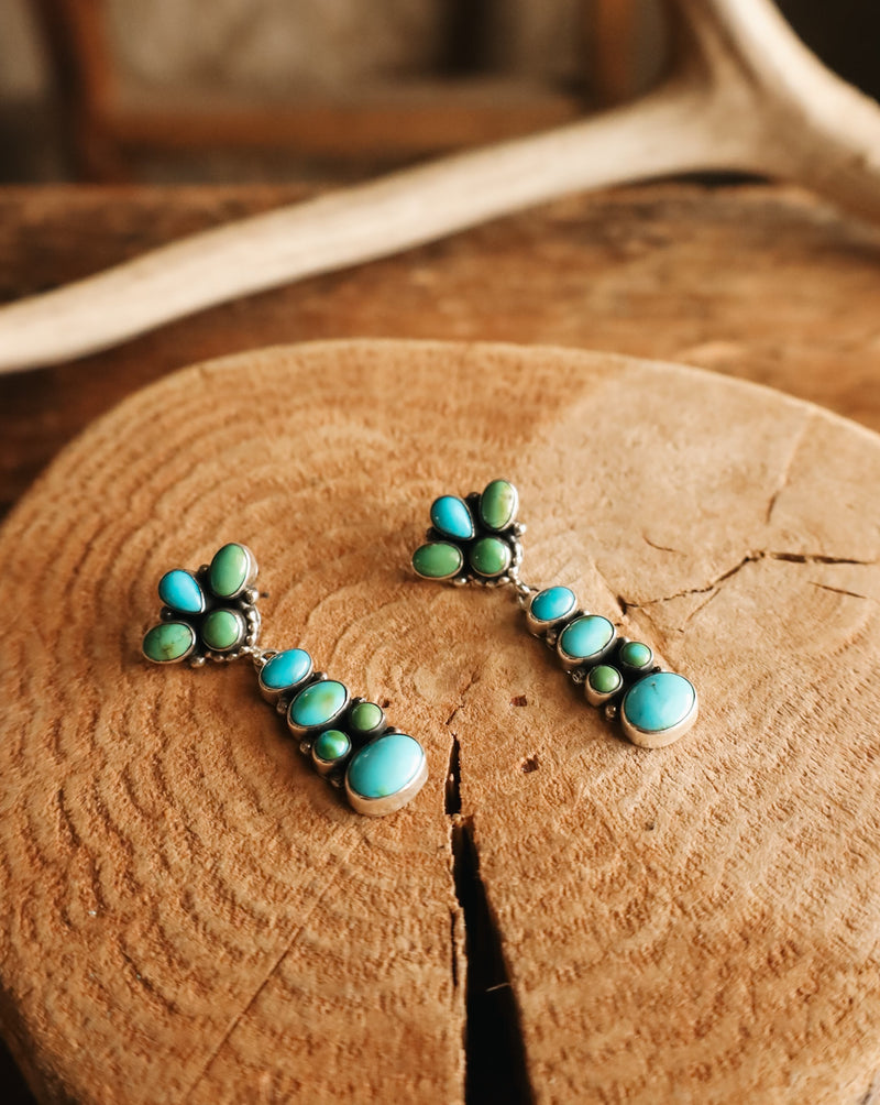 BLUE & GREEN TURQUOISE DROP POST EARRING