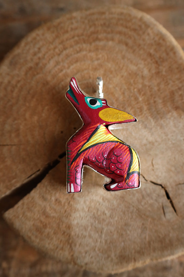 Coreen Cordova Pink Howling Coyote Pendant 