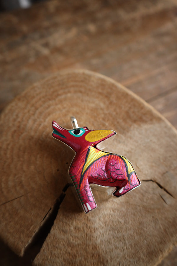 Coreen Cordova Pink Howling Coyote Pendant 