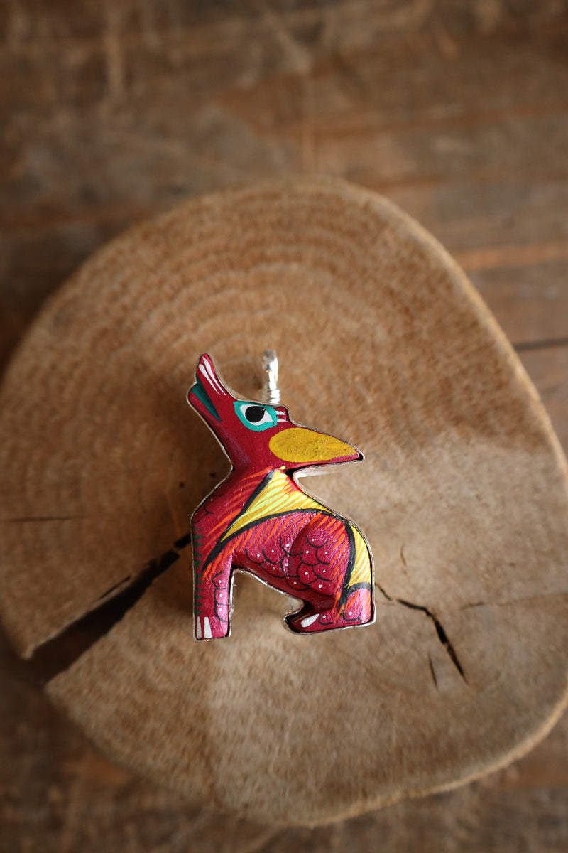 Coreen Cordova Pink Howling Coyote Pendant 