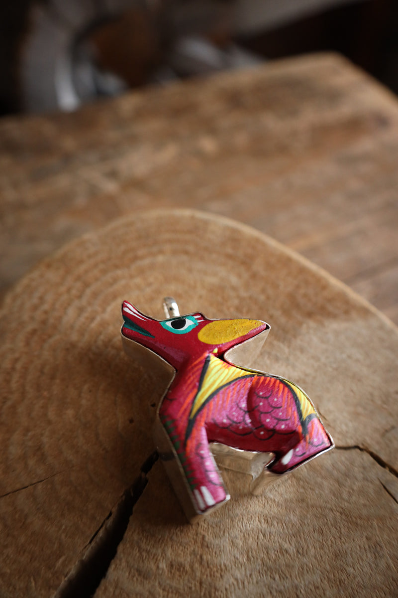 Coreen Cordova Pink Howling Coyote Pendant 
