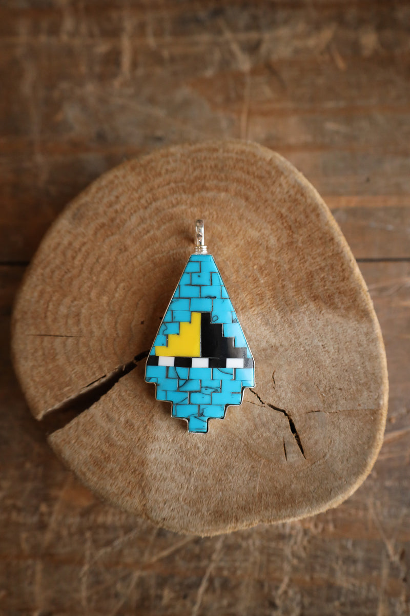 Coreen Cordova Blue Bricks Yellow Black Pendant 