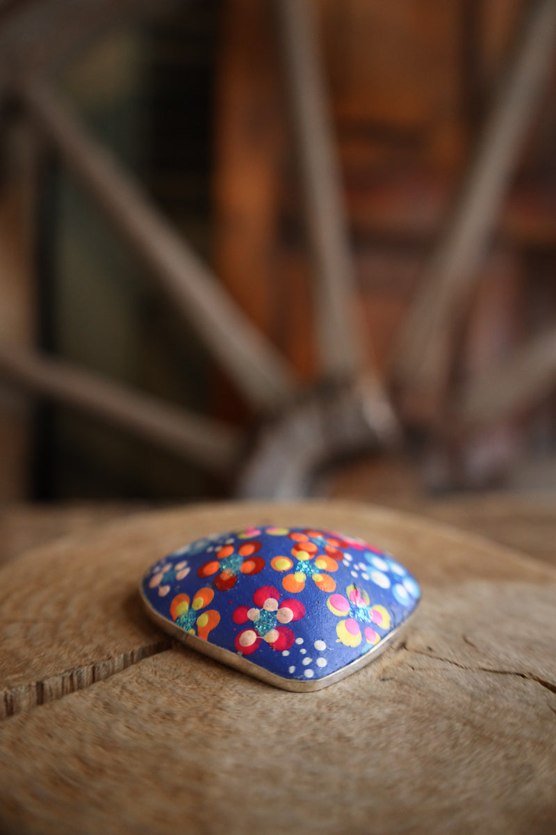 Coreen Cordova Blue Heart With Flowers Pendant 