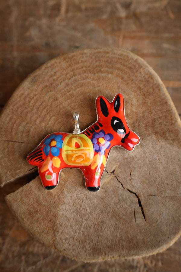 Coreen Cordova Orange Donkey Pendant 
