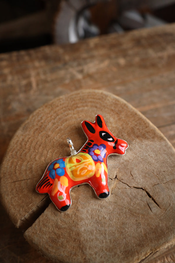 Coreen Cordova Orange Donkey Pendant 