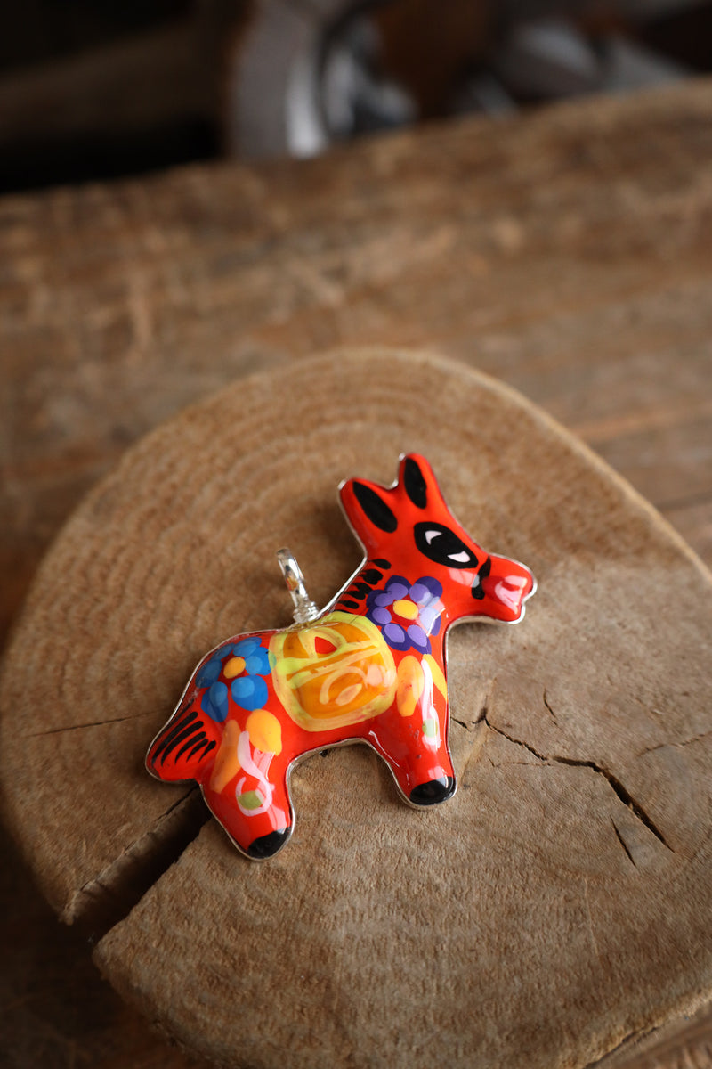 Coreen Cordova Orange Donkey Pendant 
