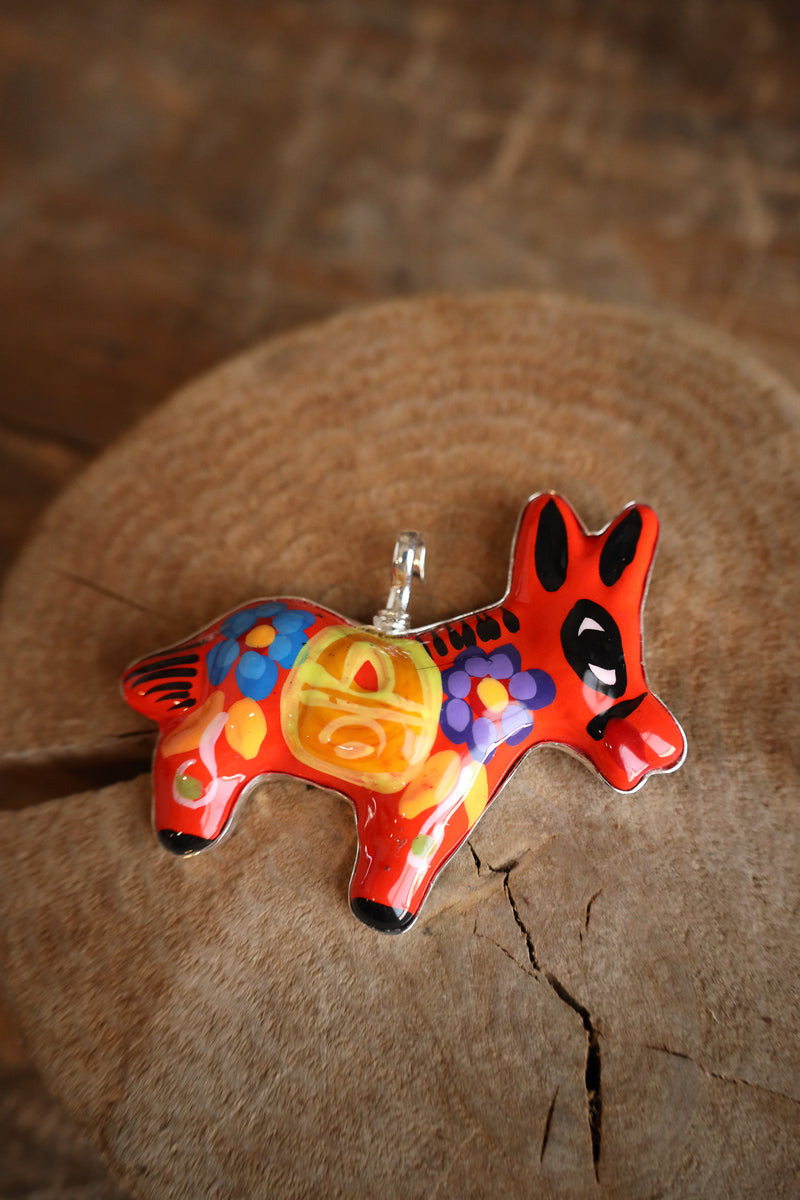 Coreen Cordova Orange Donkey Pendant 