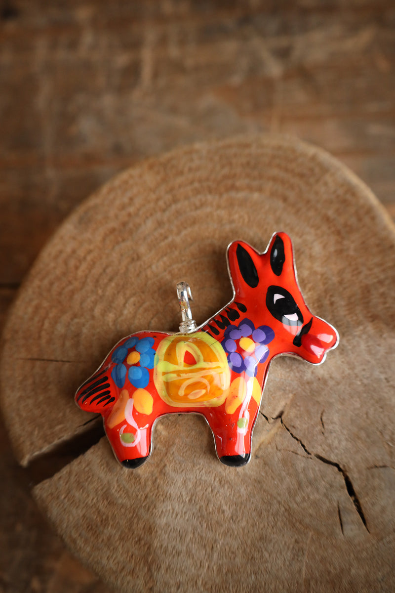 Coreen Cordova Orange Donkey Pendant 