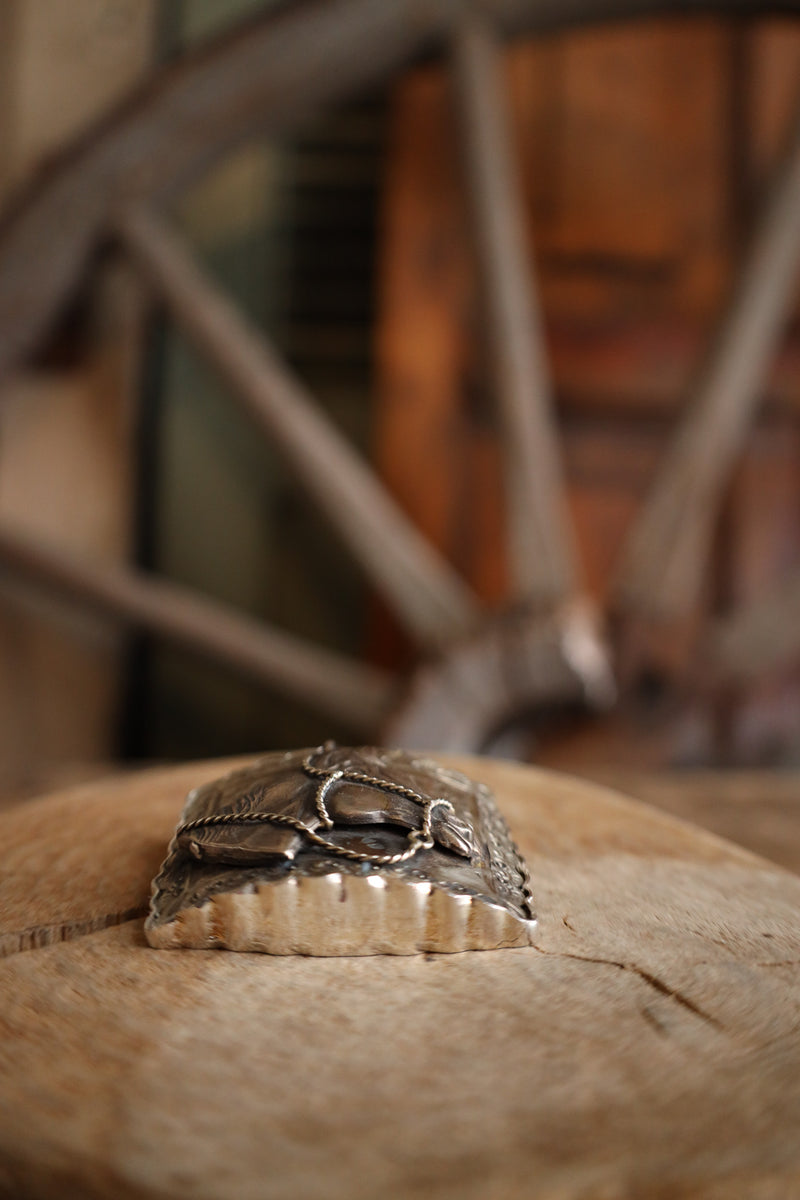 Coreen Cordova Horse Head Square Silver Pendant 