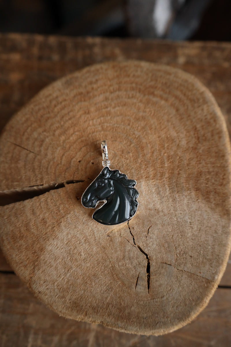 Coreen Cordova Black Horse Head Pendant 