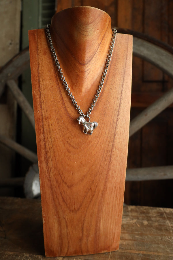 V2 Designs Sterling Silver Mare With Foal Necklace 