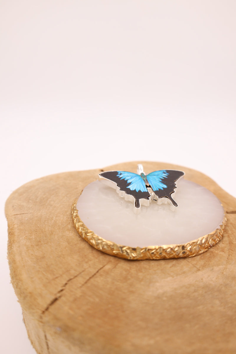 BLUE AND BLACK BUTTERFLY PENDANT