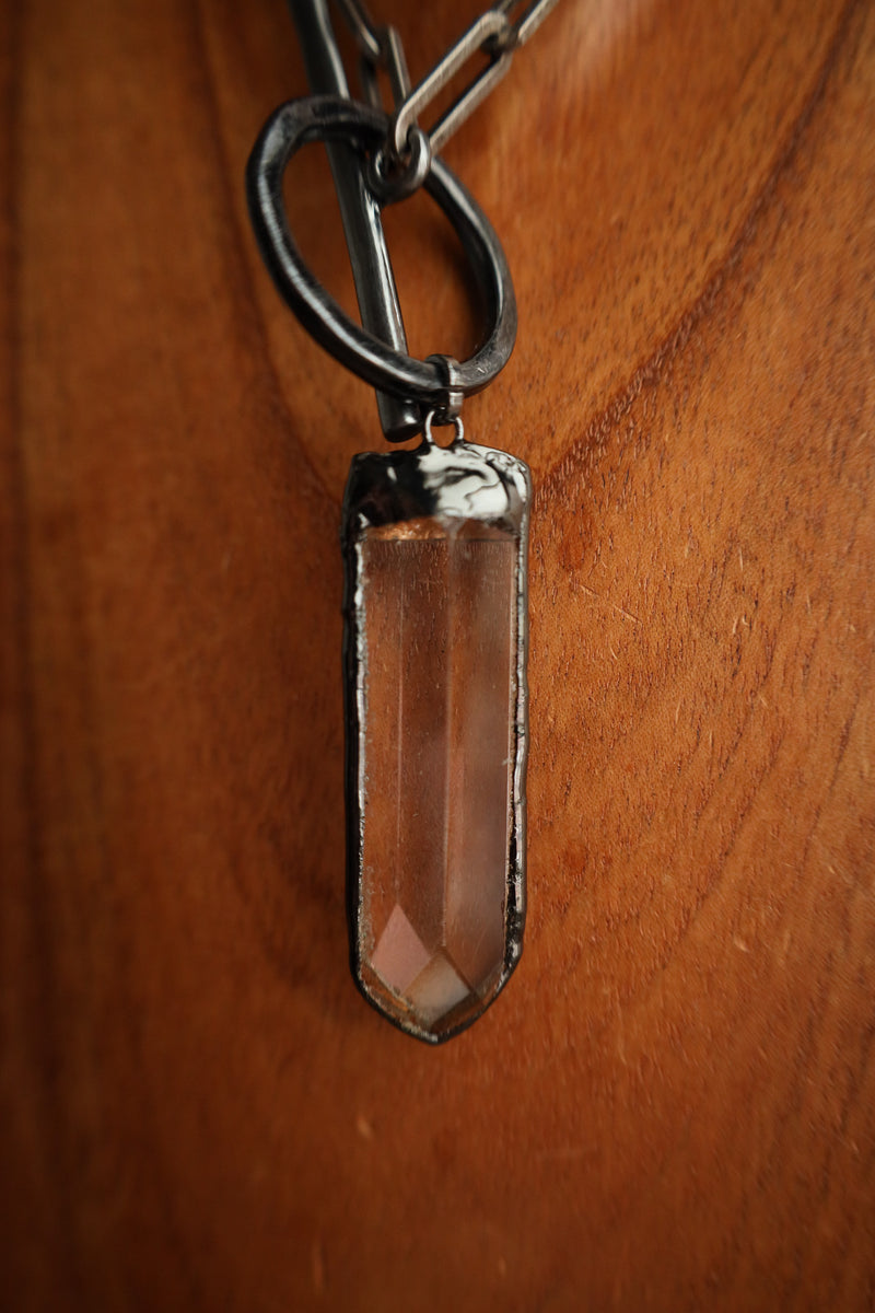 V2 Designs Crystal Pendant Bar Toggle Necklace 