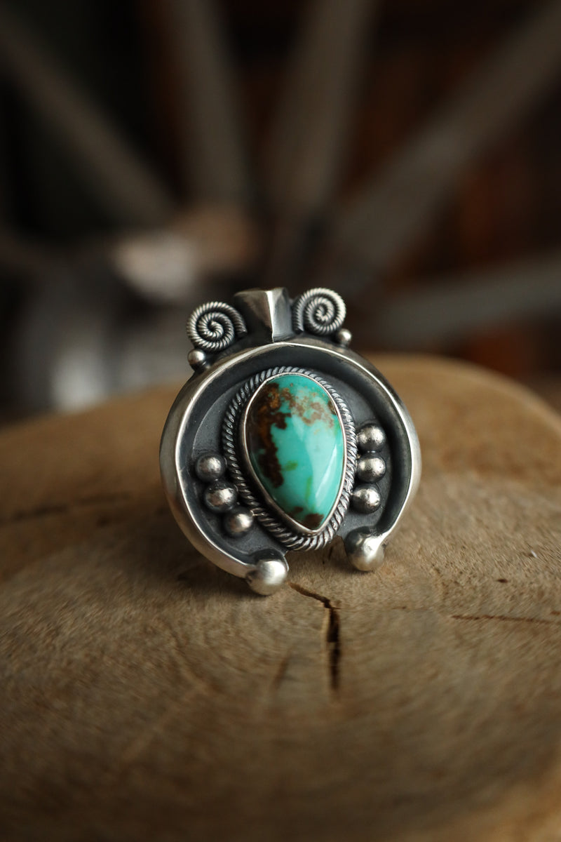 L & V Native Designs Naja Royston Turquoise Ring- Adjustable 