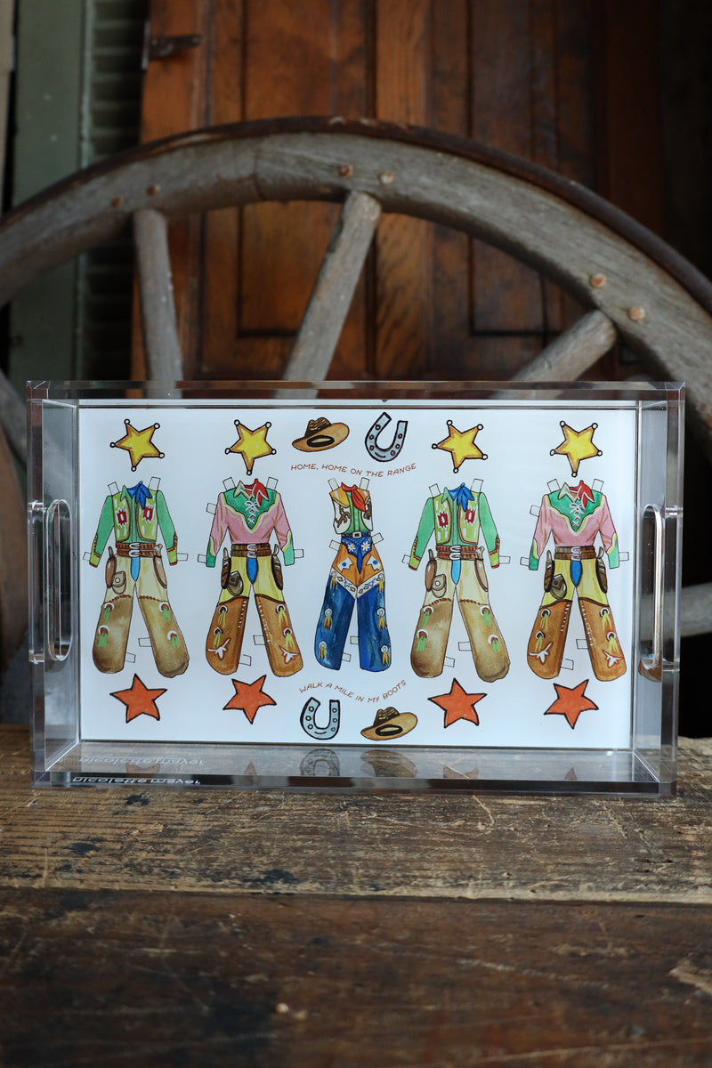 Nicolette Mayer Collection Paper Doll Chaps Acrylic Rectangle Decorative Tray