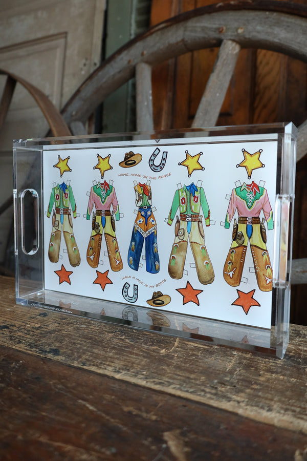 Nicolette Mayer Collection Paper Doll Chaps Acrylic Rectangle Decorative Tray