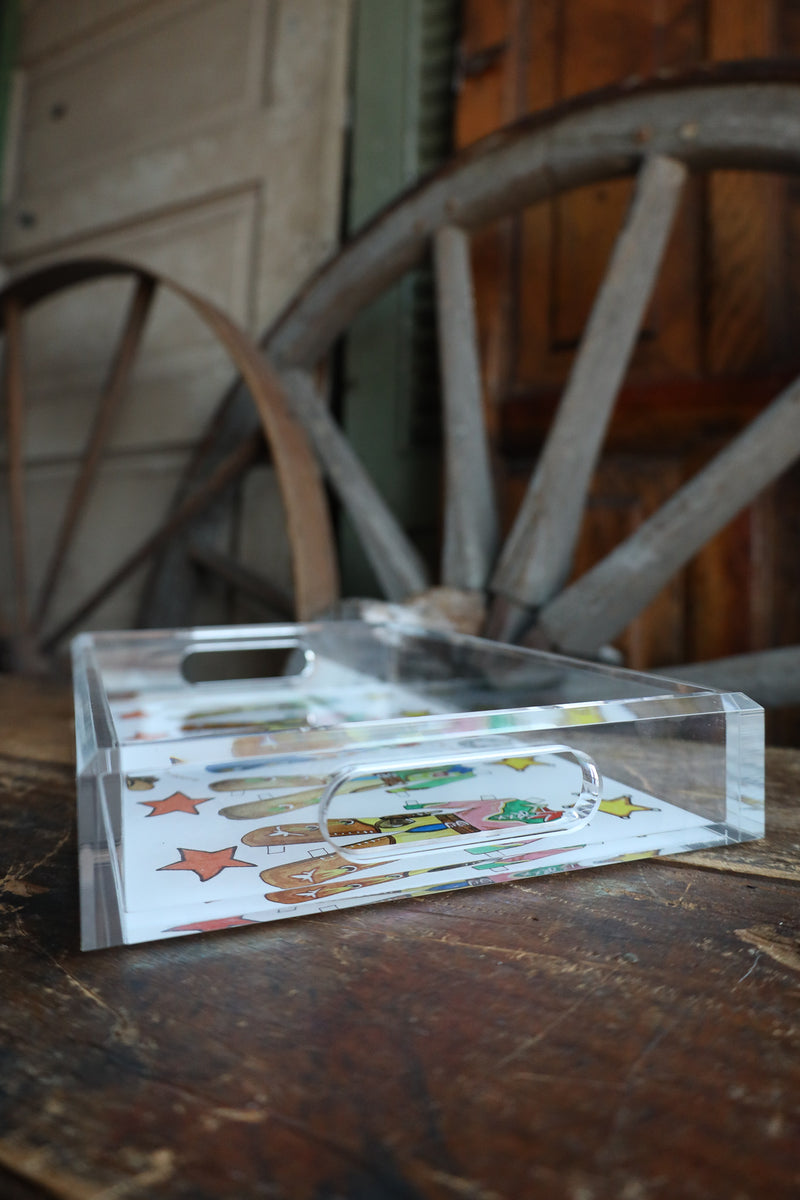 Nicolette Mayer Collection Paper Doll Chaps Acrylic Rectangle Decorative Tray