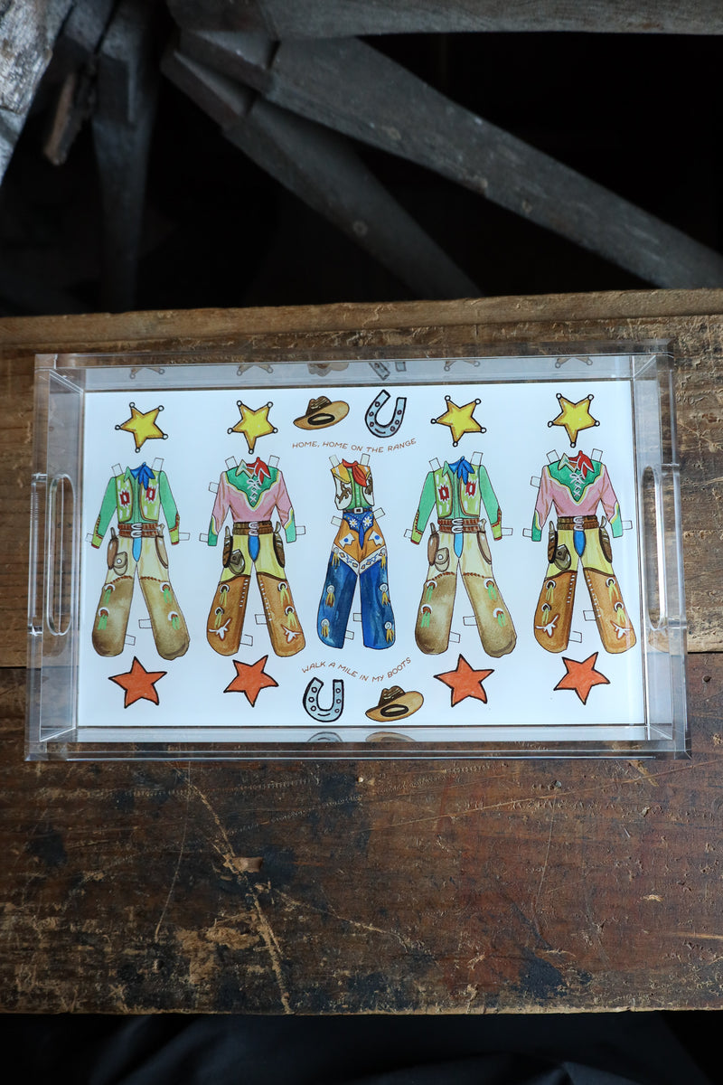 Nicolette Mayer Collection Paper Doll Chaps Acrylic Rectangle Decorative Tray