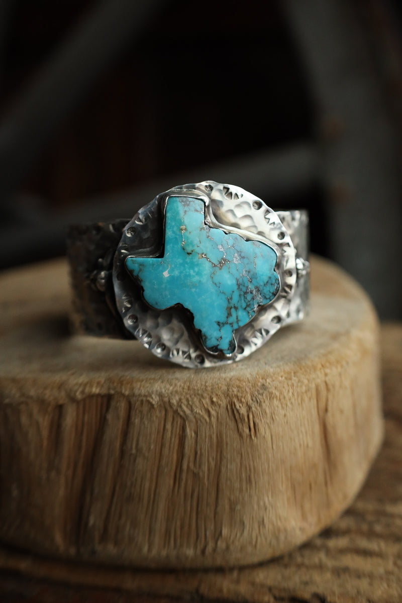 Richard Schmidt Turquoise Texas Sterling Silver Longhorn 1" Cuff
