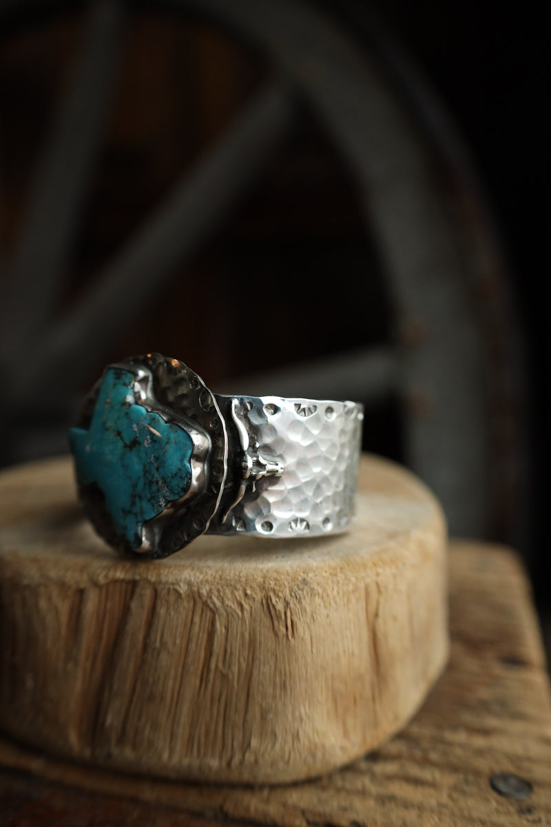 Richard Schmidt Turquoise Texas Sterling Silver Longhorn 1" Cuff