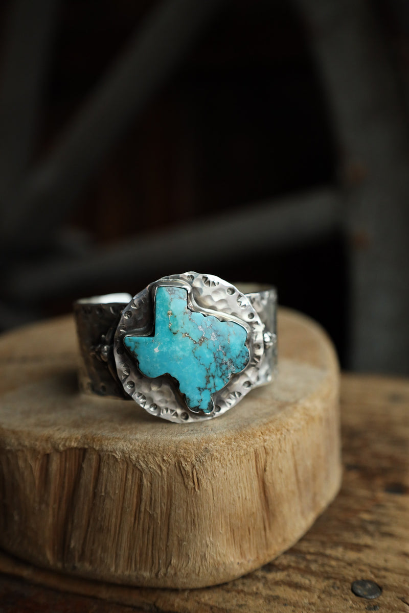 Richard Schmidt Turquoise Texas Sterling Silver Longhorn 1" Cuff