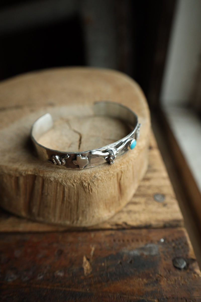 Richard Schmidt Snake Texas Longhorn Turquoise Horseshoe Cuff