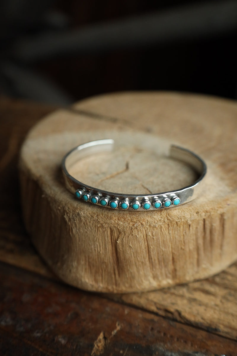 Richard Schmidt 11 Tiny Turquoise Dots Row 6MM Cuff