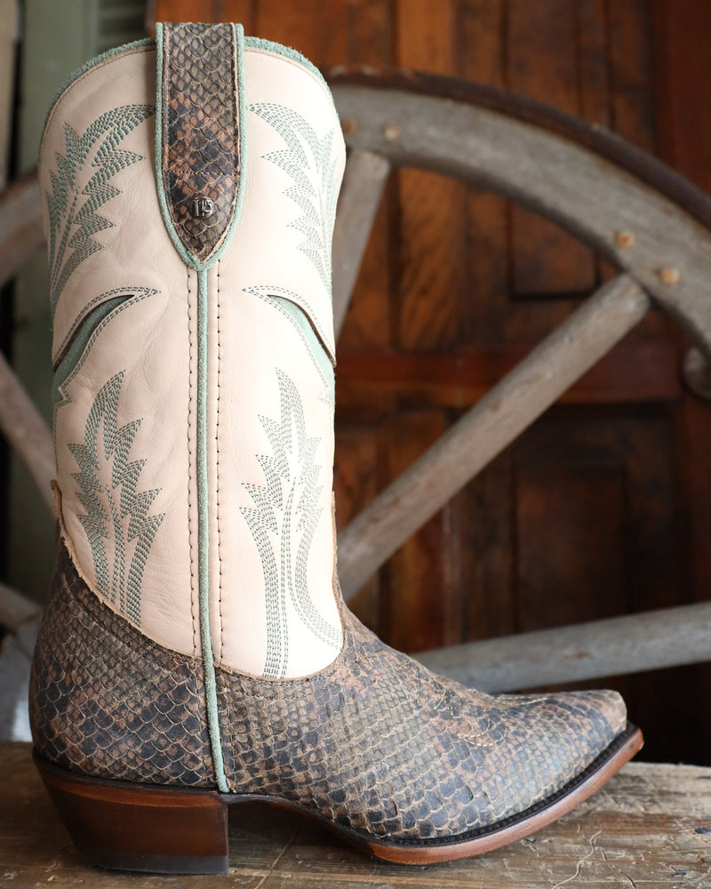 Maverick Exclusive Liberty Black 15th Birthday Steer Inlay Snake Print Boot 