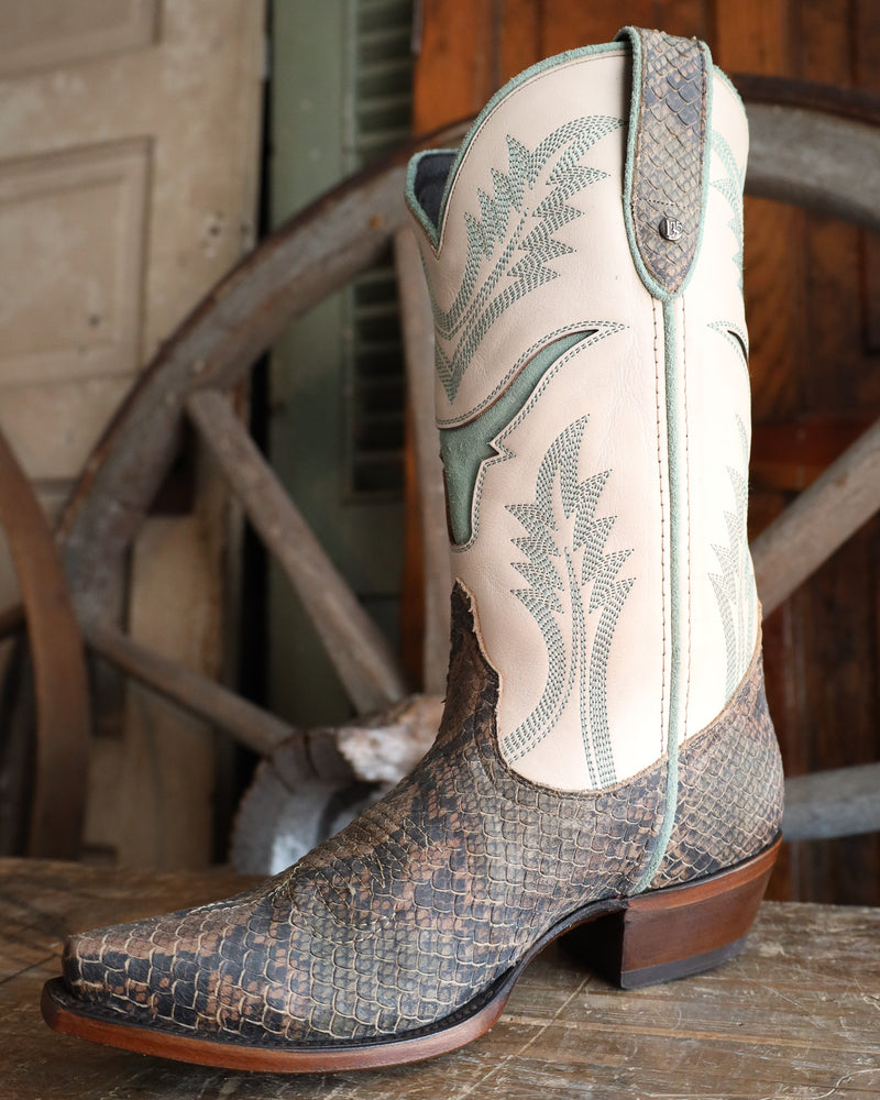 Maverick Exclusive Liberty Black 15th Birthday Steer Inlay Snake Print Boot 