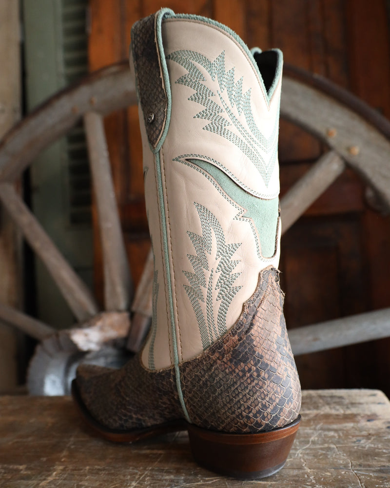 Maverick Exclusive Liberty Black 15th Birthday Steer Inlay Snake Print Boot 