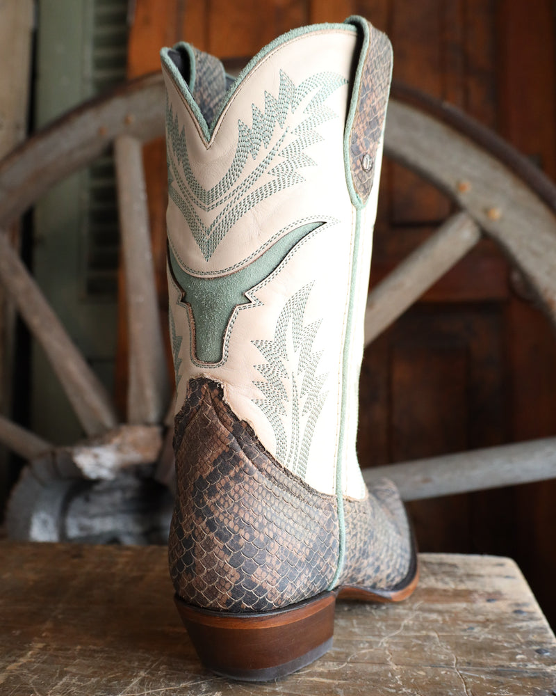 Maverick Exclusive Liberty Black 15th Birthday Steer Inlay Snake Print Boot 