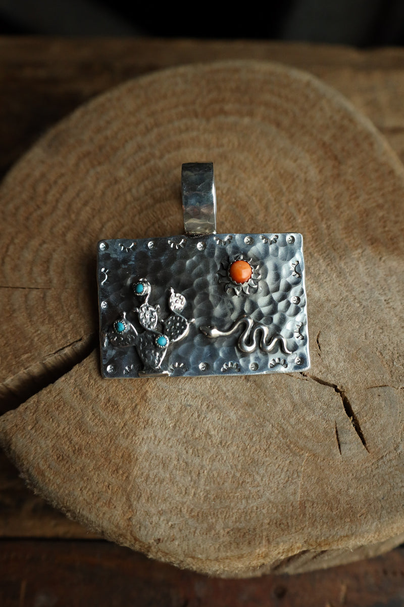 Richard Schmidt Prickly Pear Snake Spiny Oyster Sun Pendant