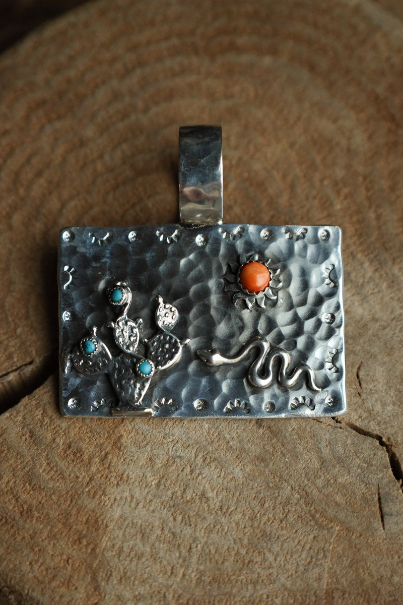 Richard Schmidt Prickly Pear Snake Spiny Oyster Sun Pendant