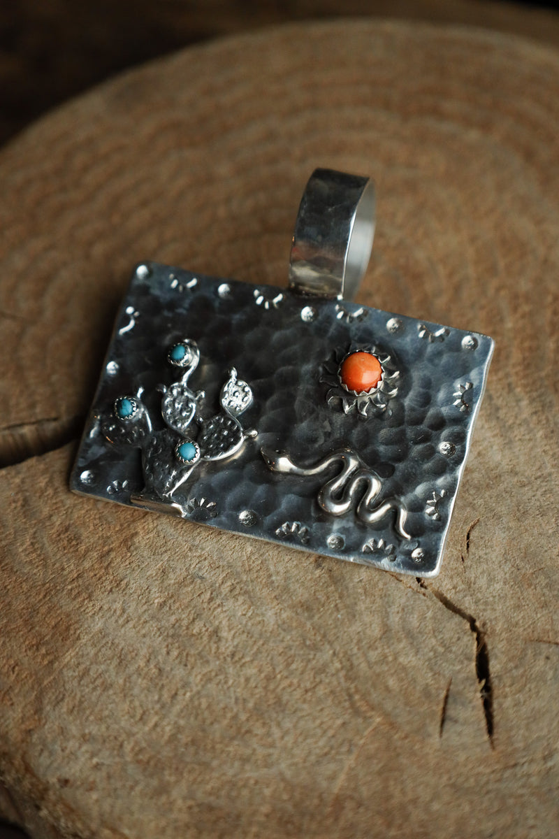 Richard Schmidt Prickly Pear Snake Spiny Oyster Sun Pendant