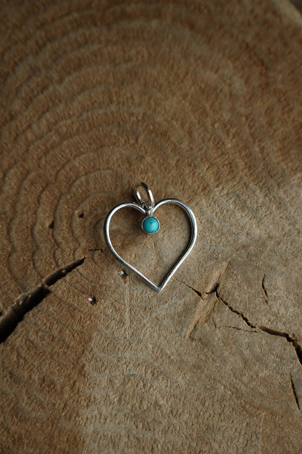 Richard Schmidt Medium Open Heart Turquoise Dot Pendant