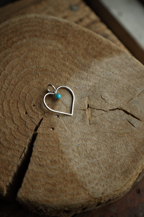 Richard Schmidt Medium Open Heart Turquoise Dot Pendant