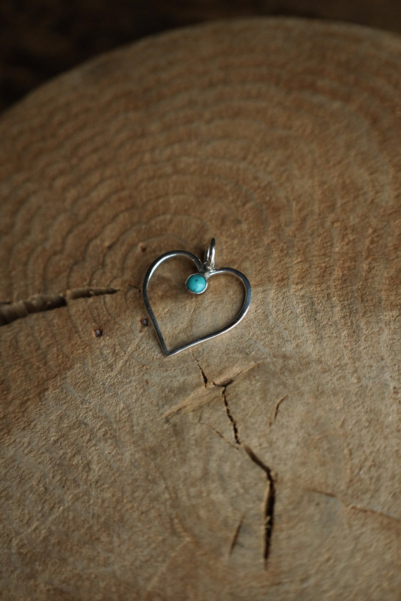 Richard Schmidt Medium Open Heart Turquoise Dot Pendant