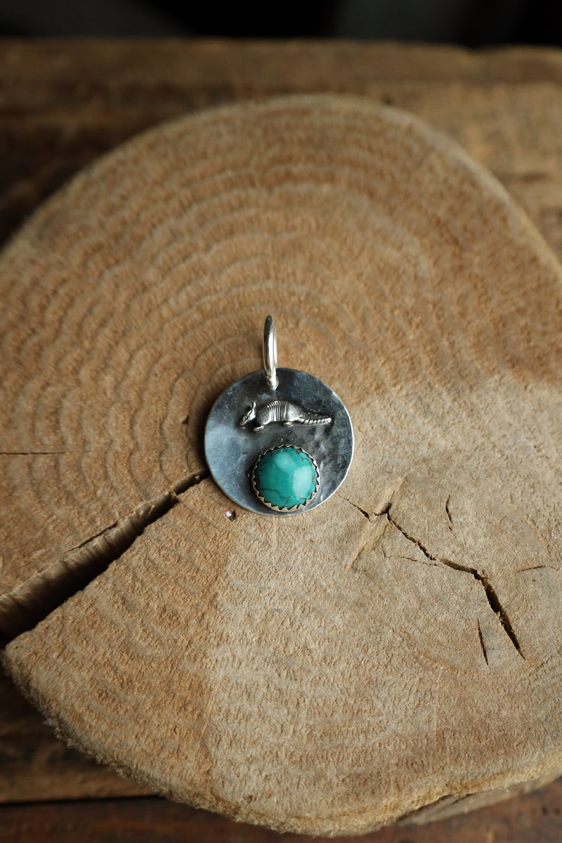 Richard Schmidt Armadillo Large Green Turquoise Round Pendant